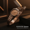 ECSTATIC Quartz Analog Brown Round Metal Watch For Women