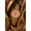 ECSTATIC | Women's Watch Quartz Analog Round Pink Dial & Gold Metal Strap Watch For Women