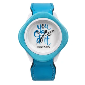 ECSTATIC – Diamond Design, Fibre Case, Leather Strap, White Dial, Kids Watch