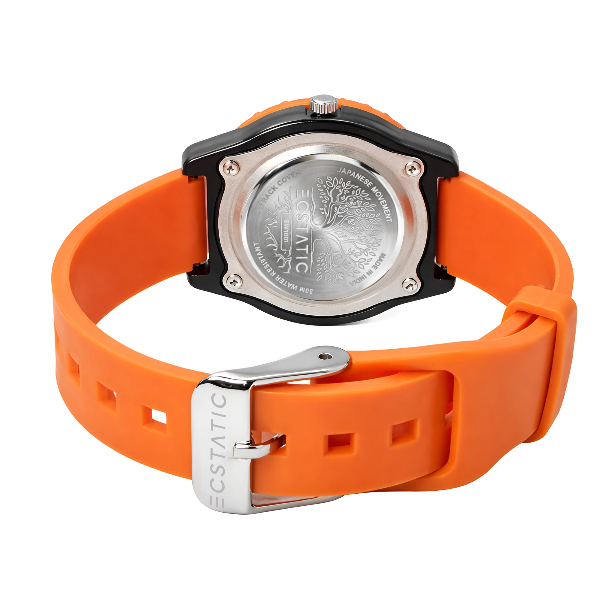 01 (1) ECSTATIC-Bar Design, Fibre Case, Fibre Strap, Black Dial, Kids Watch
