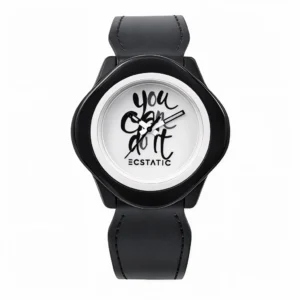 ECSTATIC – Diamond Design, Fibre Case, Leather Strap, White Dial, Kids Watch