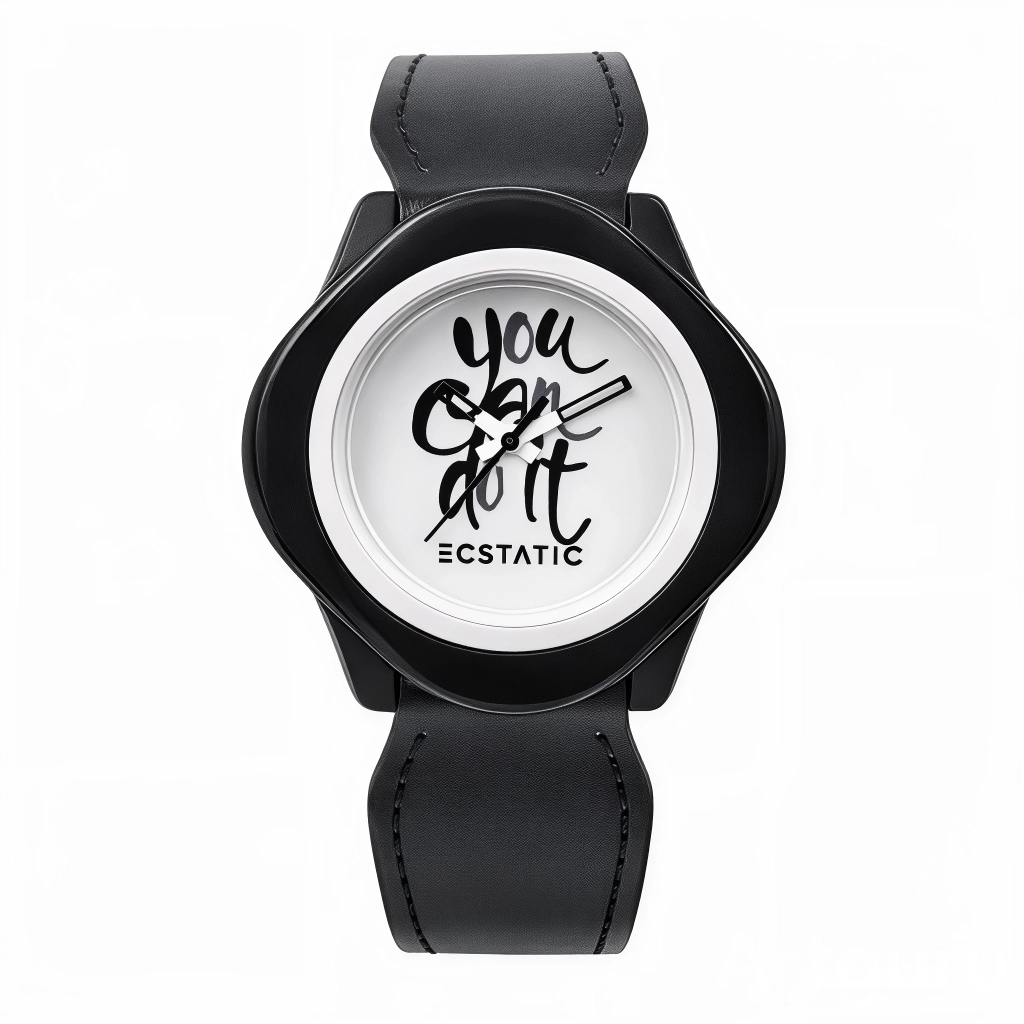 ECSTATIC – Diamond Design, Fibre Case, Leather Strap, White Dial, Kids Watch