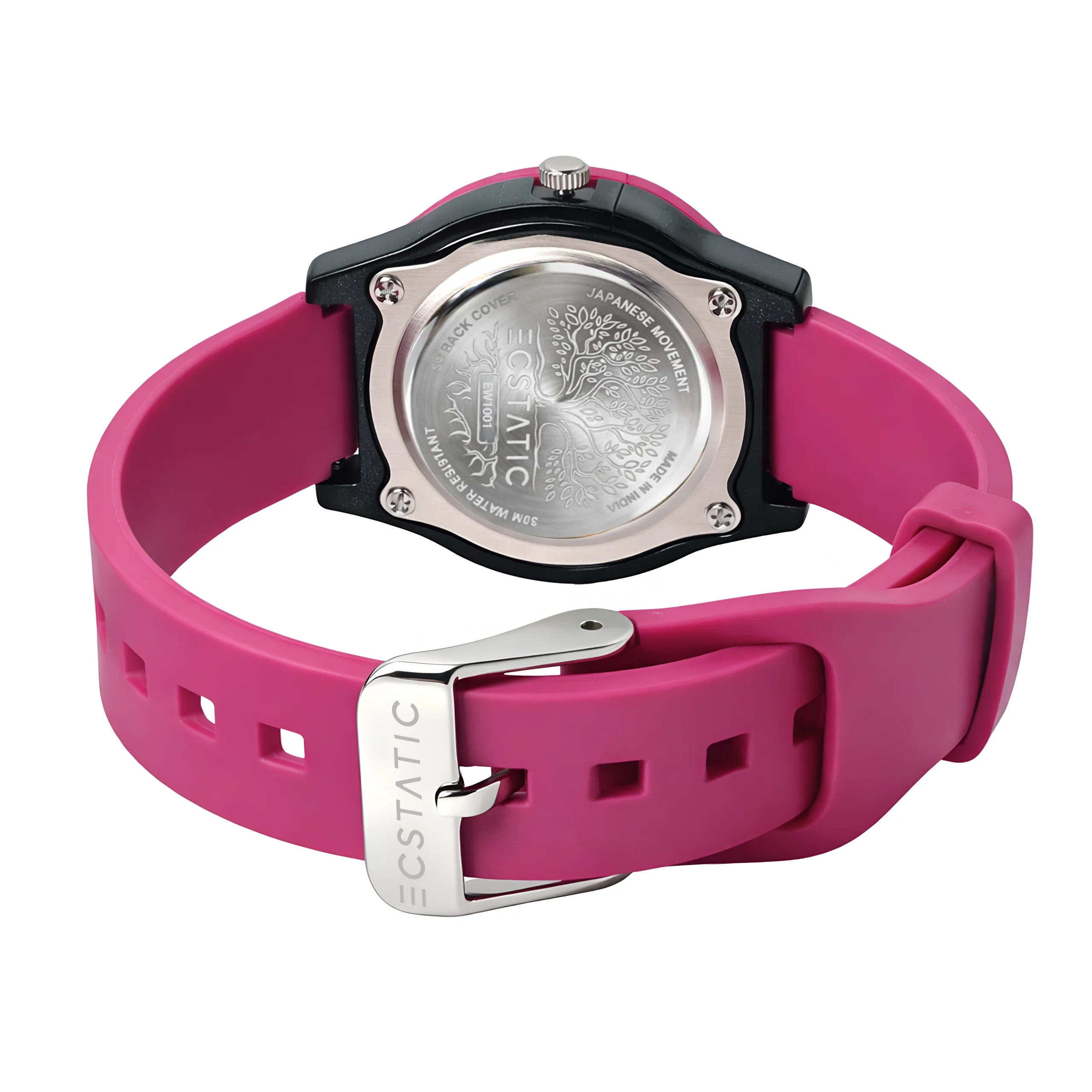 ECSTATIC-Bar Design, Fibre Case, Fibre Strap, Black Dial, Kids Watch