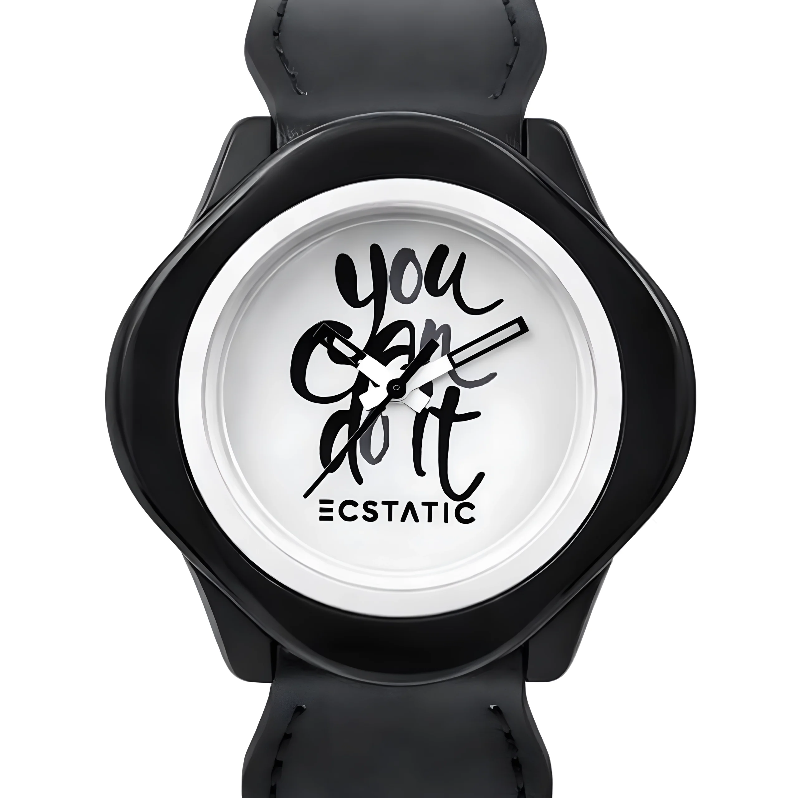 ECSTATIC – Diamond Design, Fibre Case, Leather Strap, White Dial, Kids Watch