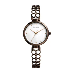 ECSTATIC - Dark gun colour, Metal case, metal band , Silver white dial, Women's watch