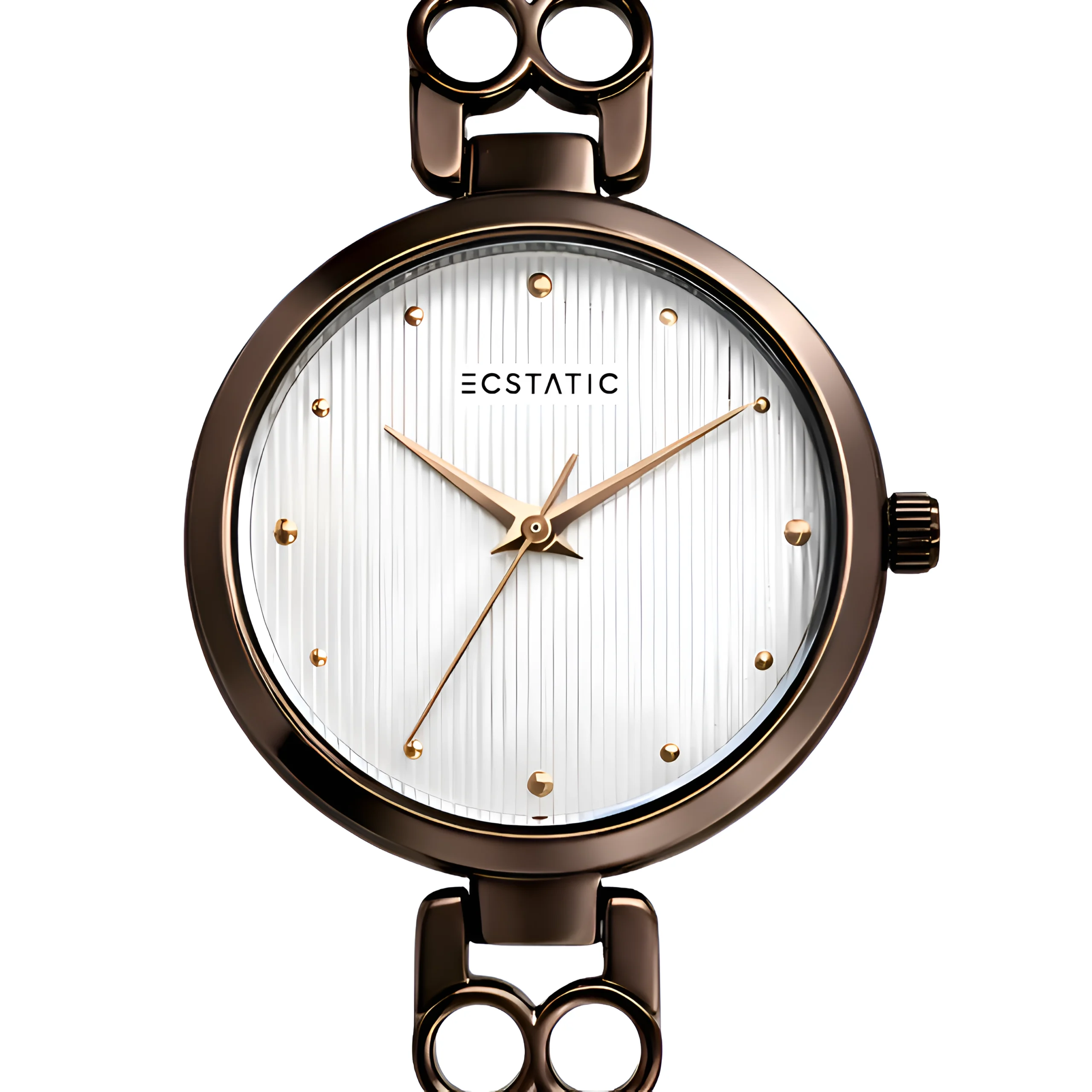 ECSTATIC - Dark gun colour, Metal case, metal band , Silver white dial, Women's watch