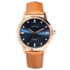 ECSTATIC - Gold plated, Metal case, Genuine Tan leather, Blue dial, Men's watch