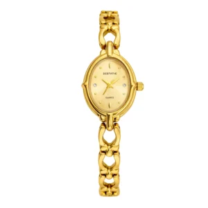 ECSTATIC - Gold plated, Metal case, Sleek metal band, Golden dial, Women's watch
