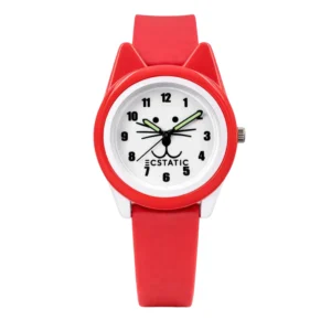 ECSTATIC – Cat Design, Fibre Case, Fibre Strap, White Dial, Kids Watch