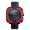 ECSTATIC Quartz Analog Square Dial Red Case & Black Leather Strap Watch for Men