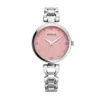 ECSTATIC - Steel look, Metal case, metal band, Pink dial, Women's watch