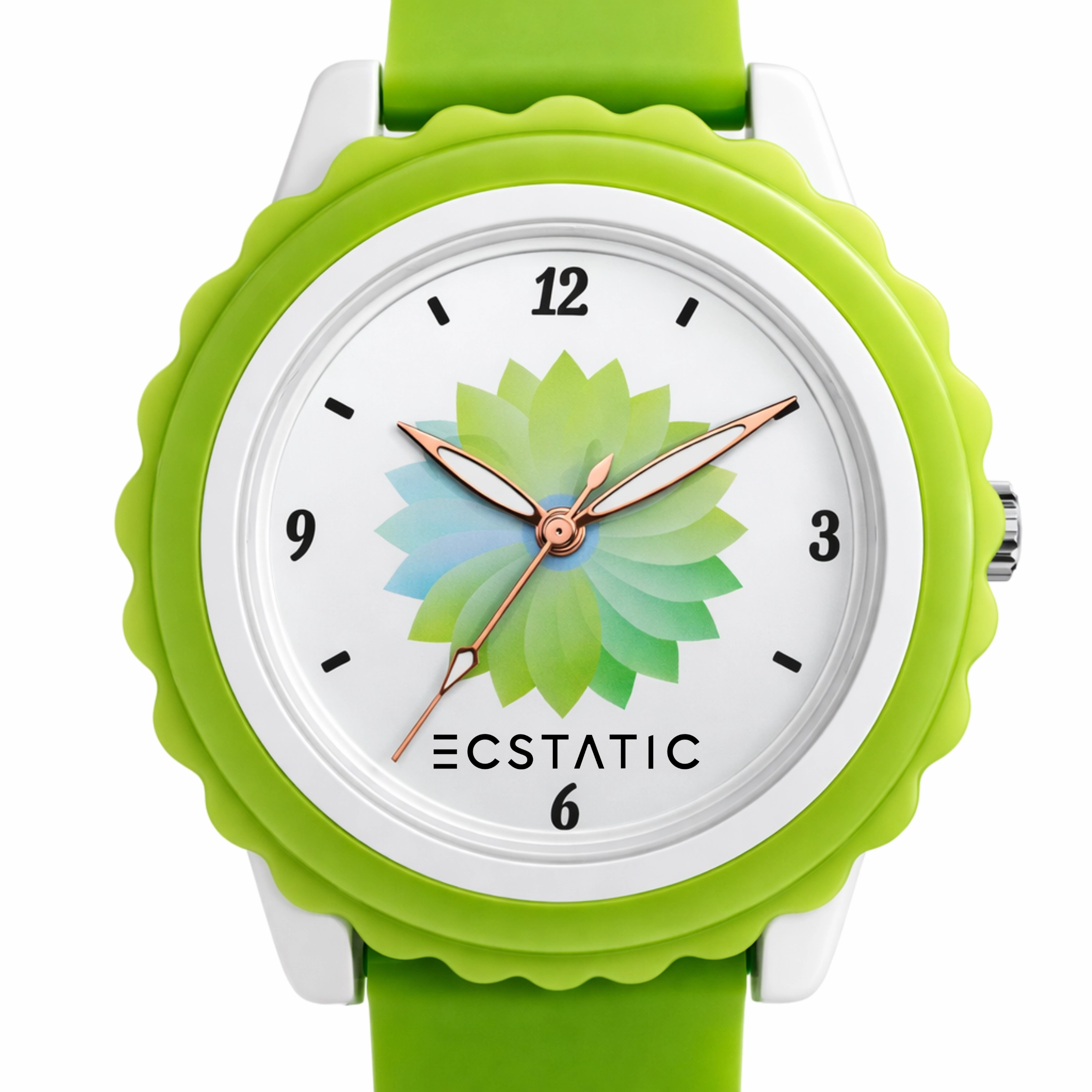 ECSTATIC – Flower Design, Fibre Case, Fibre Strap, White Dial, Kids Watch