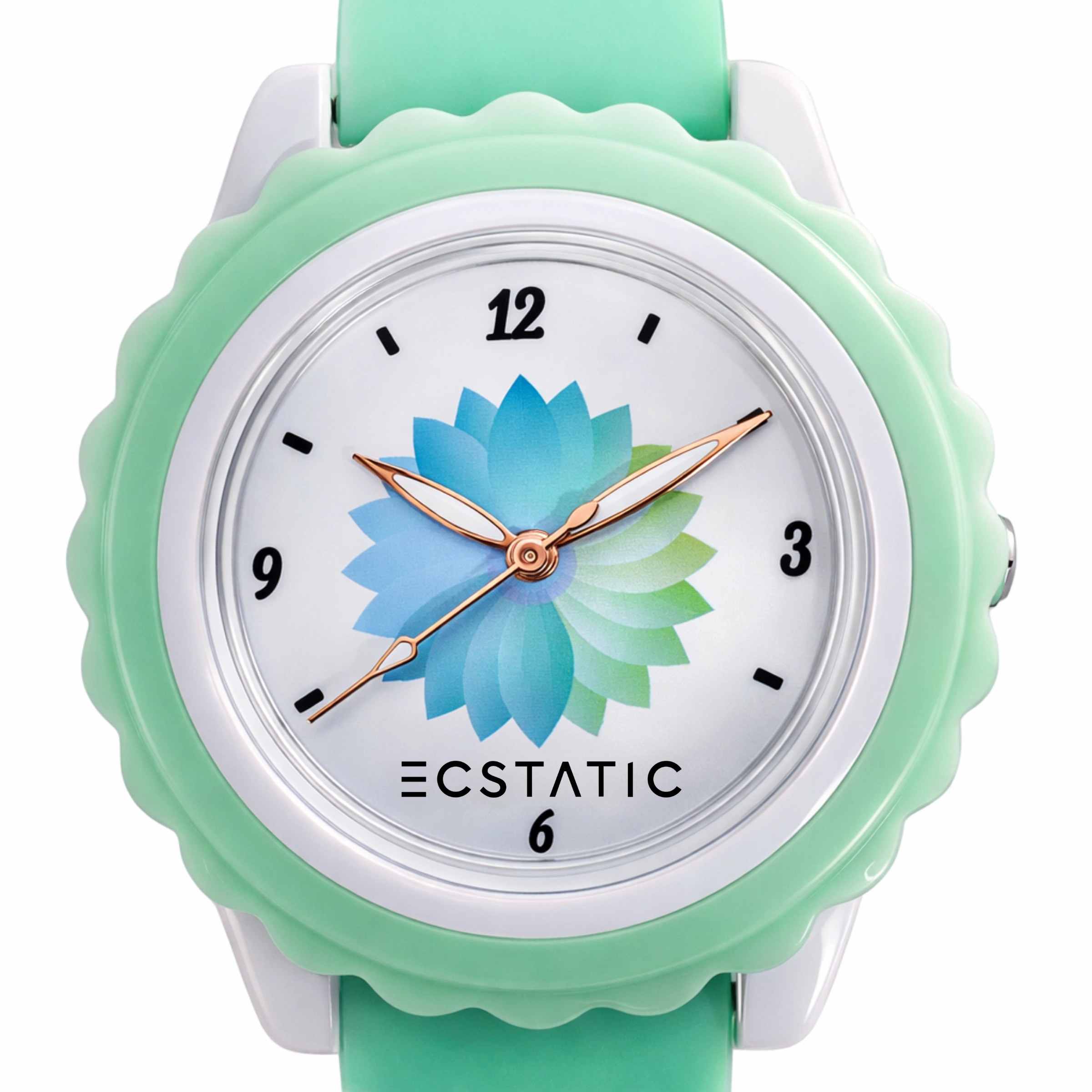 ECSTATIC – Flower Design, Fibre Case, Fibre Strap, White Dial, Kids Watch