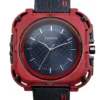 ECSTATIC Quartz Analog Square Dial Red Case & Black Leather Strap Watch for Men