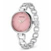 ECSTATIC - Steel look, Metal case, metal band, Pink dial, Women's watch