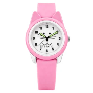 ECSTATIC – Cat Design, Fibre Case, Fibre Strap, White Dial, Kids Watch
