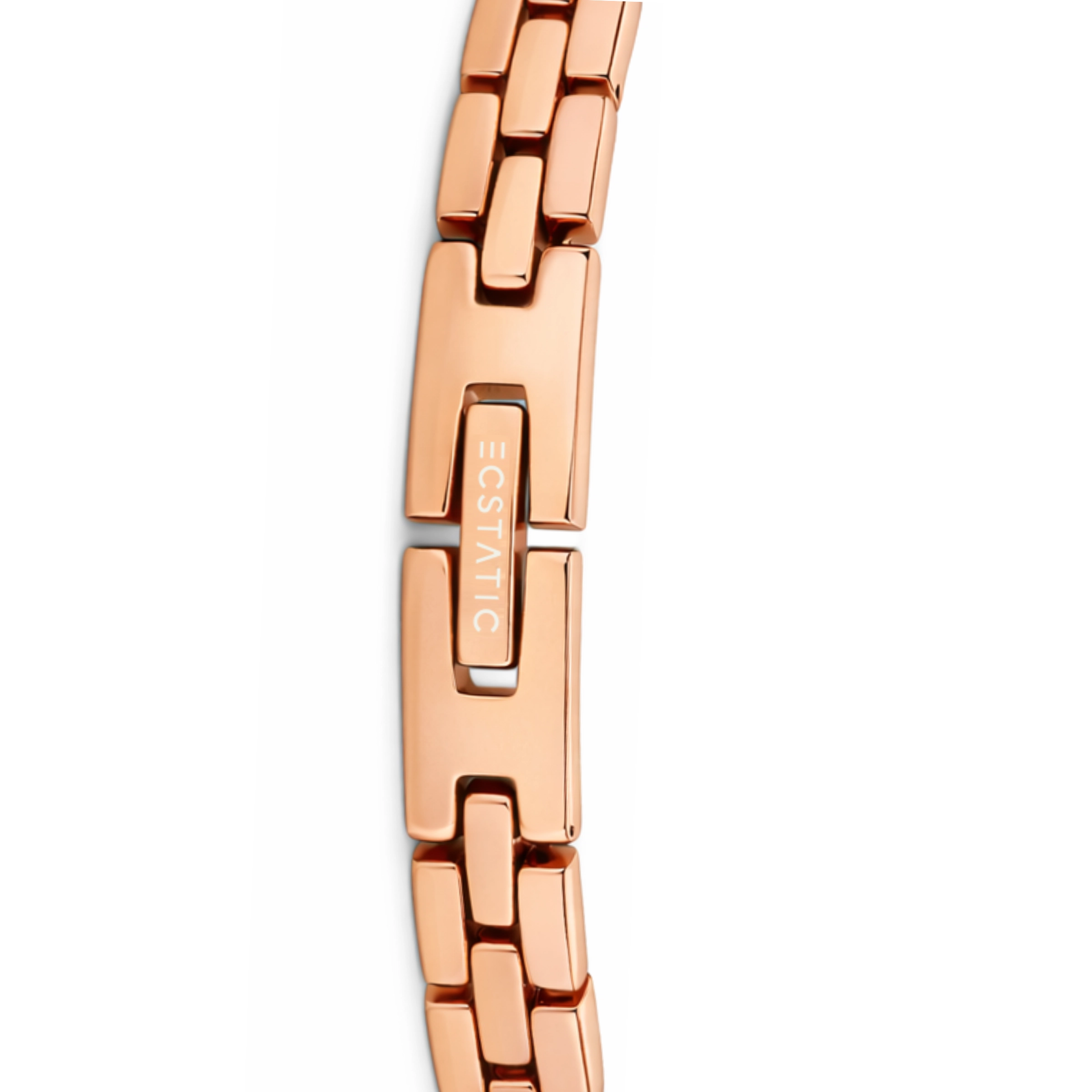 ECSTATIC - Rose gold plated, Metal case, metal band , Blue dial, Women's watch