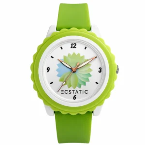 ECSTATIC – Flower Design, Fibre Case, Fibre Strap, White Dial, Kids Watch