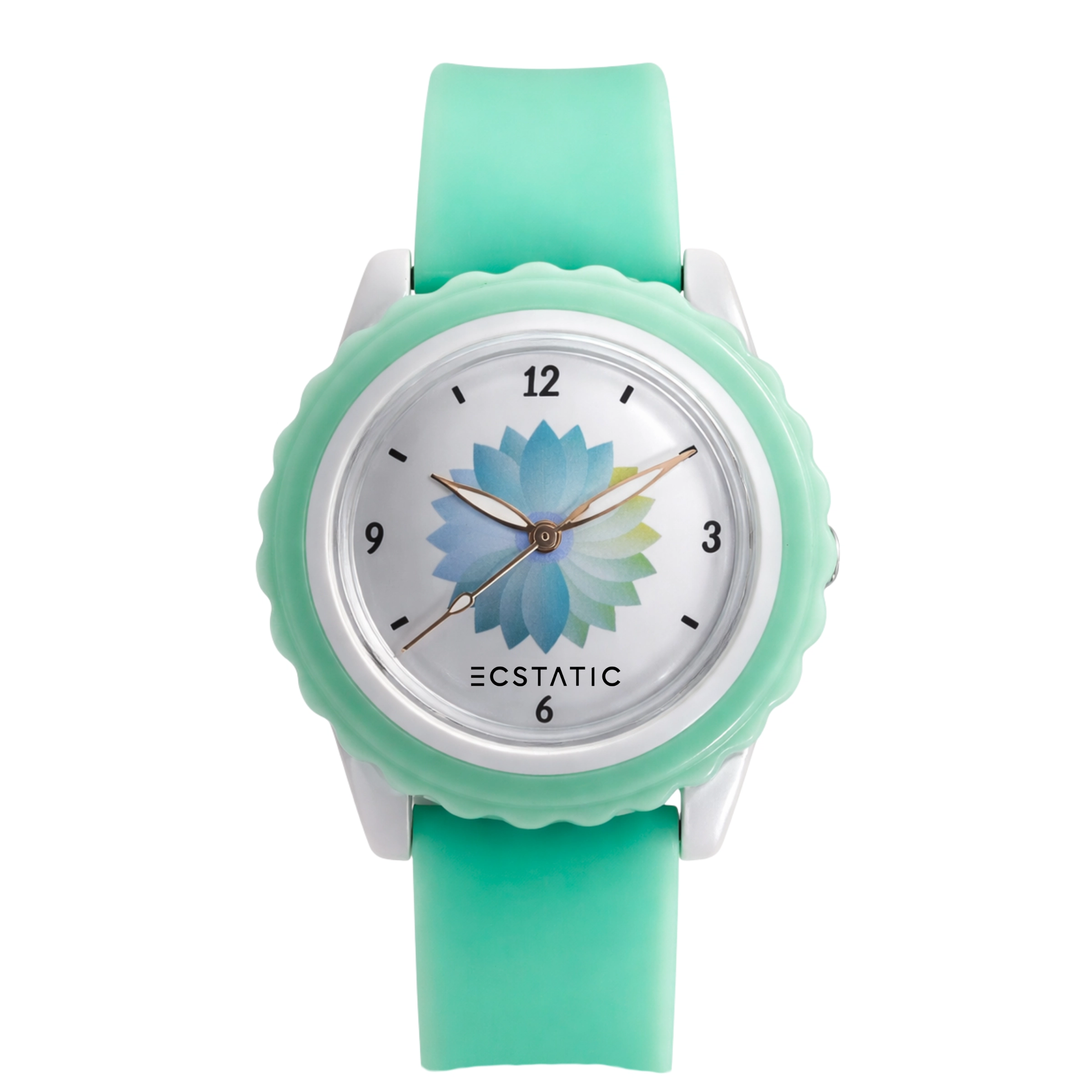 ECSTATIC – Flower Design, Fibre Case, Fibre Strap, White Dial, Kids Watch