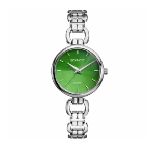 ECSTATIC - Steel look, Metal case, metal band ,  Green dial, Women's watch
