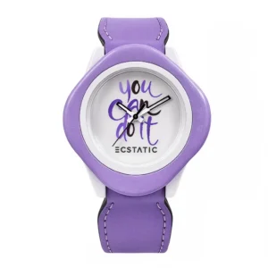 ECSTATIC – Diamond Design, Fibre Case, Leather Strap, White Dial, Kids Watch