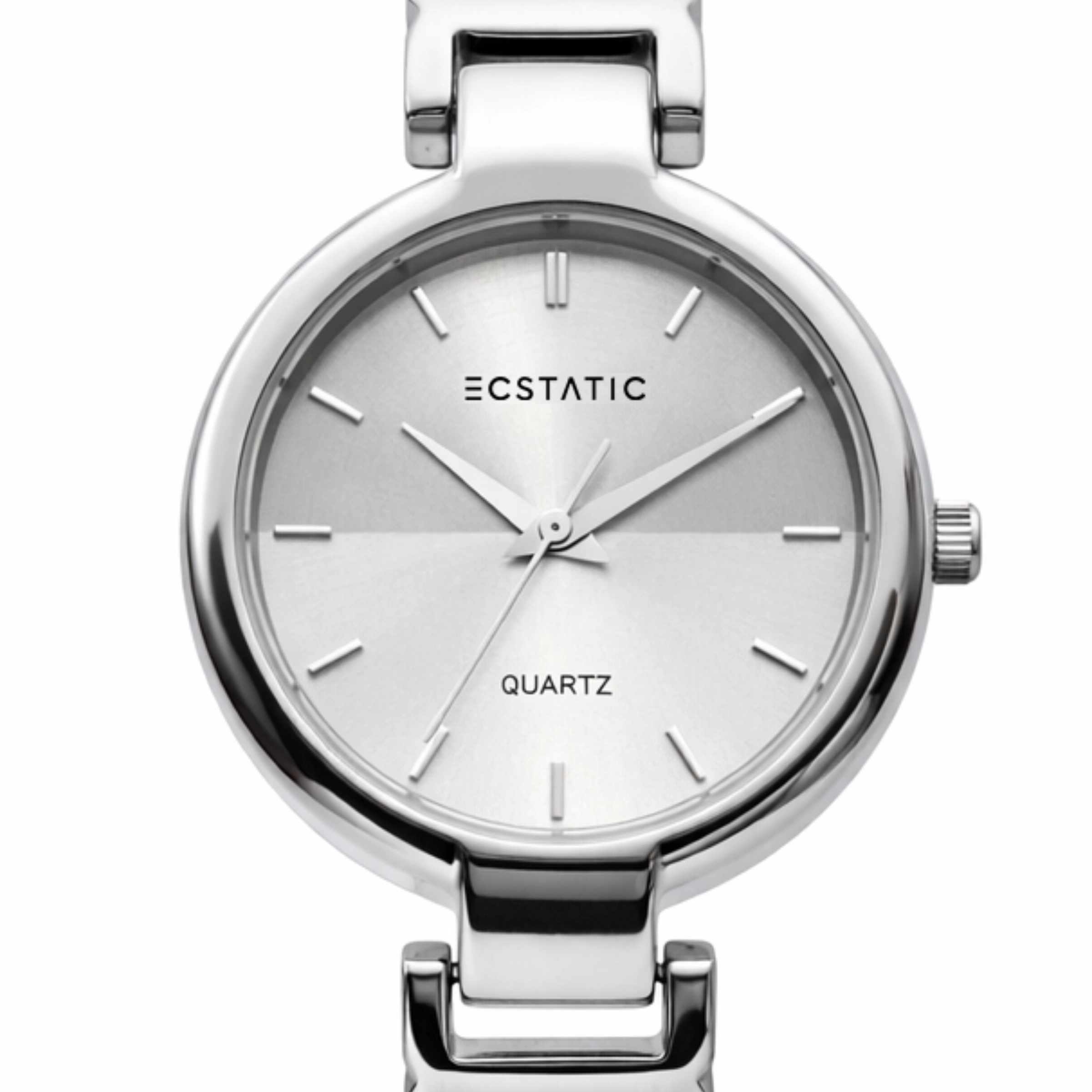ECSTATIC - Steel look, Metal case, metal band, White dial, Women's watch