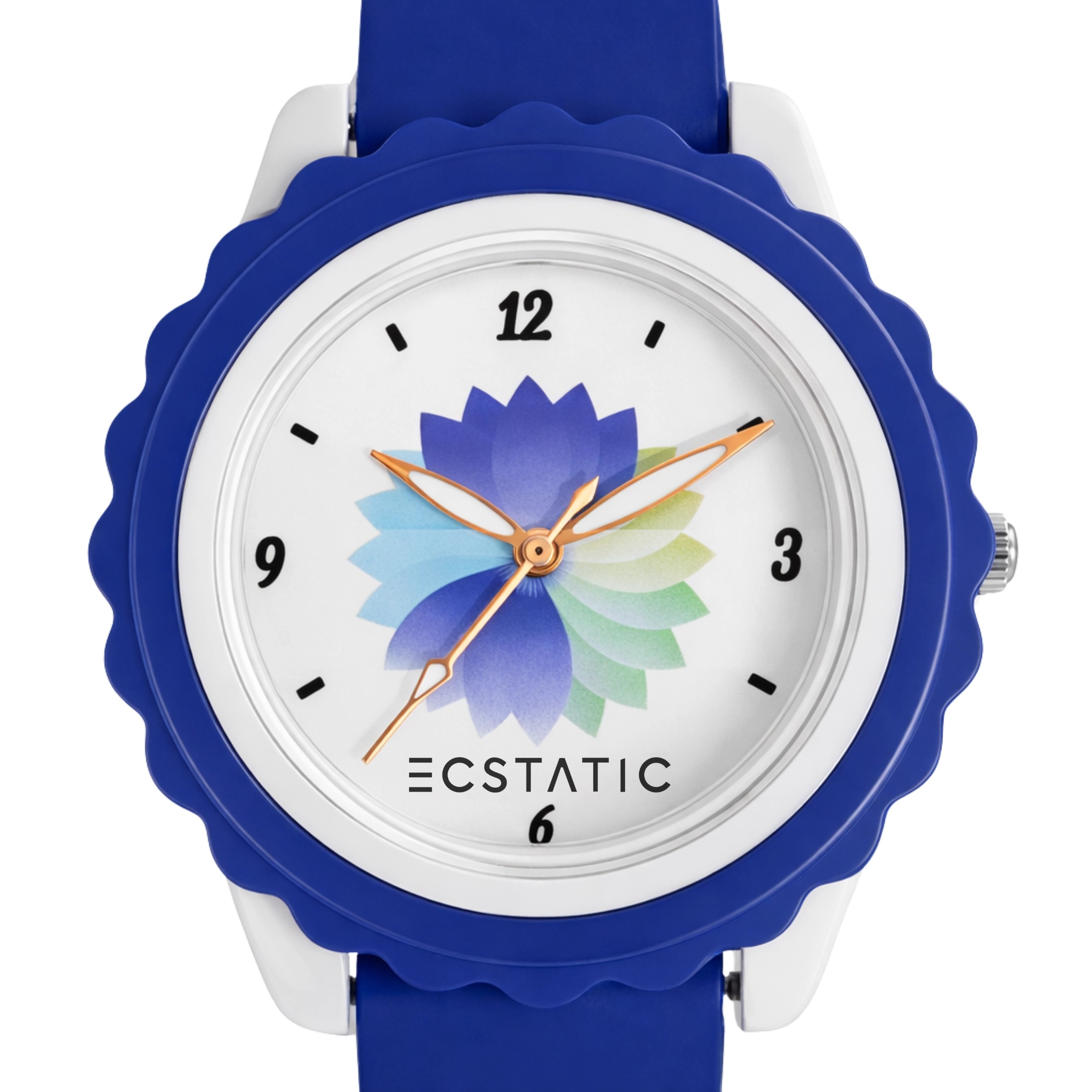ECSTATIC – Flower Design, Fibre Case, Fibre Strap, White Dial, Kids Watch