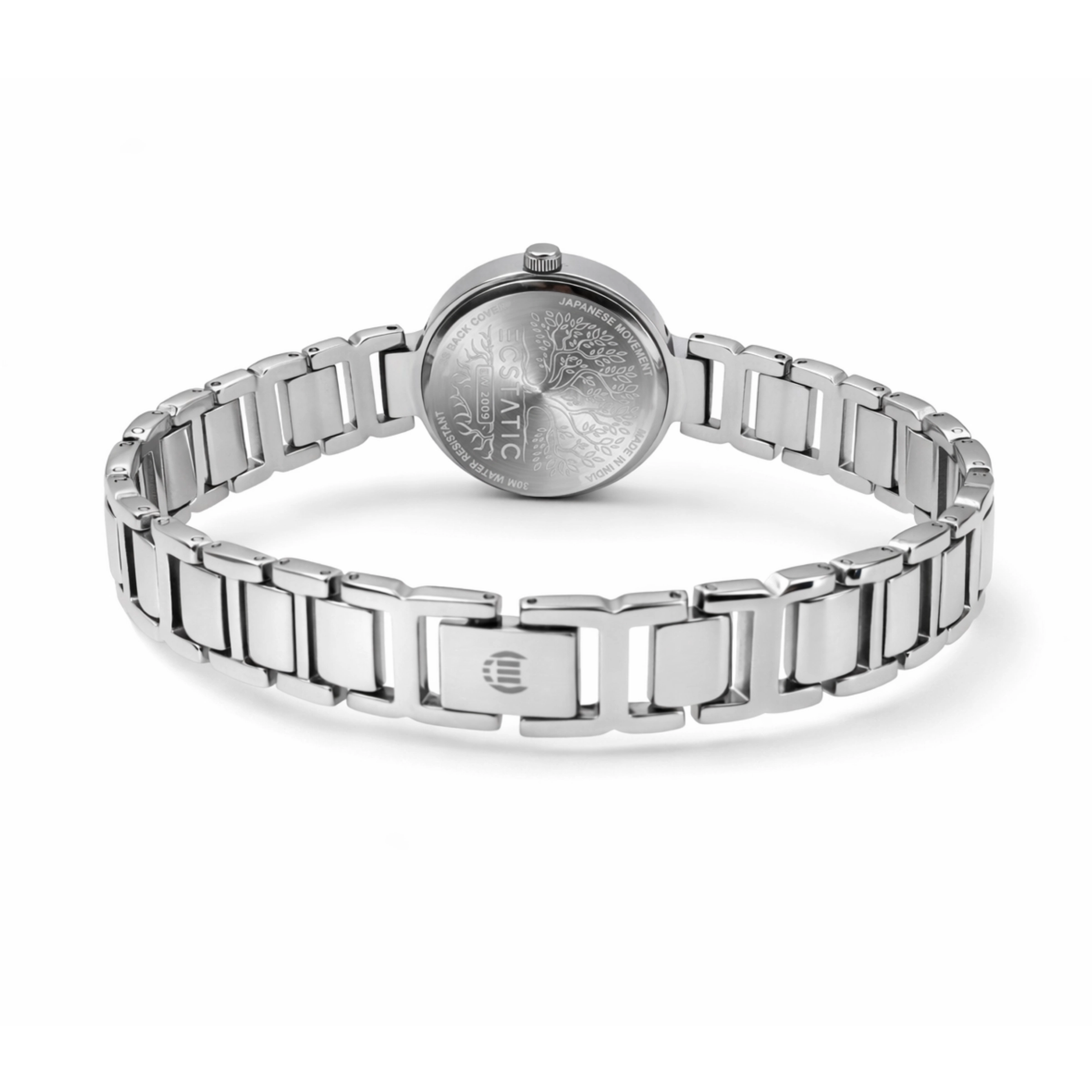 ECSTATIC - Steel look, Metal case, metal band , Blue dial, Women's watch