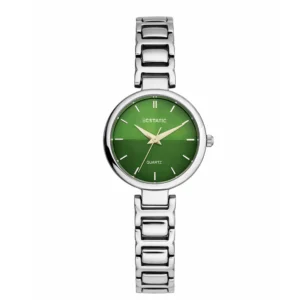 ECSTATIC - Steel look, Metal case, metal band, Green dial, Women's watch