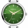 ECSTATIC - Steel look, Metal case, metal band, Green dial, Women's watch