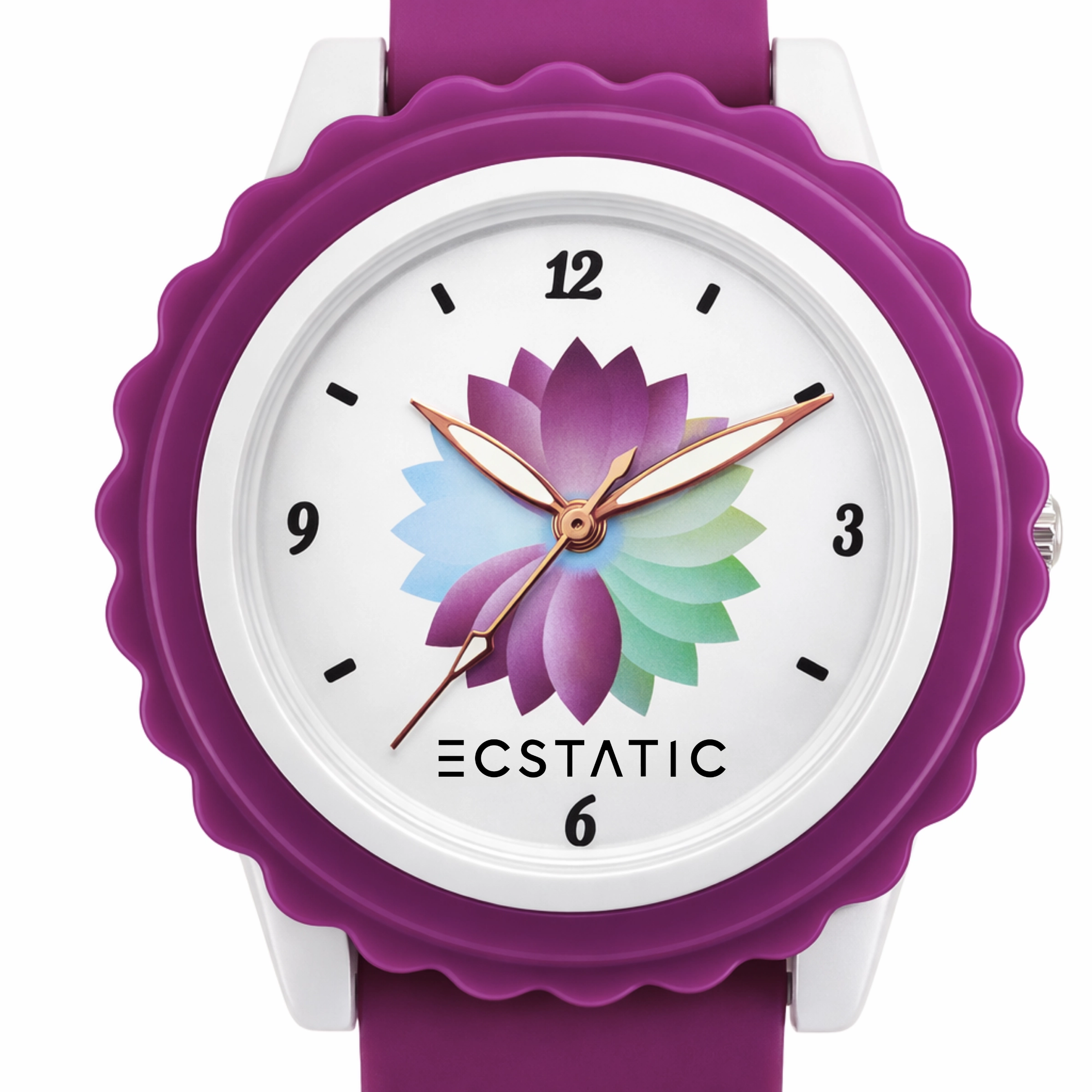 ECSTATIC – Flower Design, Fibre Case, Fibre Strap, White Dial, Kids Watch