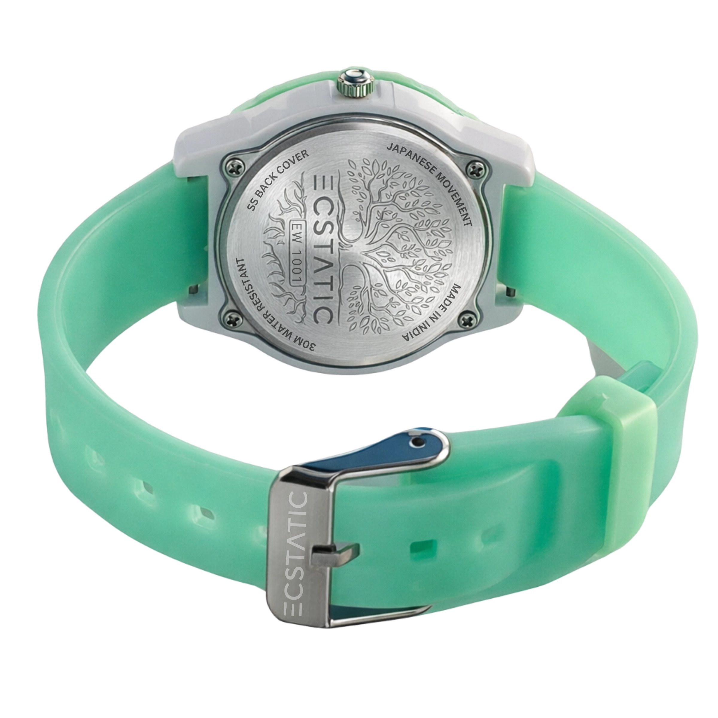 ECSTATIC – Flower Design, Fibre Case, Fibre Strap, White Dial, Kids Watch