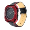 ECSTATIC Quartz Analog Square Dial Red Case & Black Leather Strap Watch for Men
