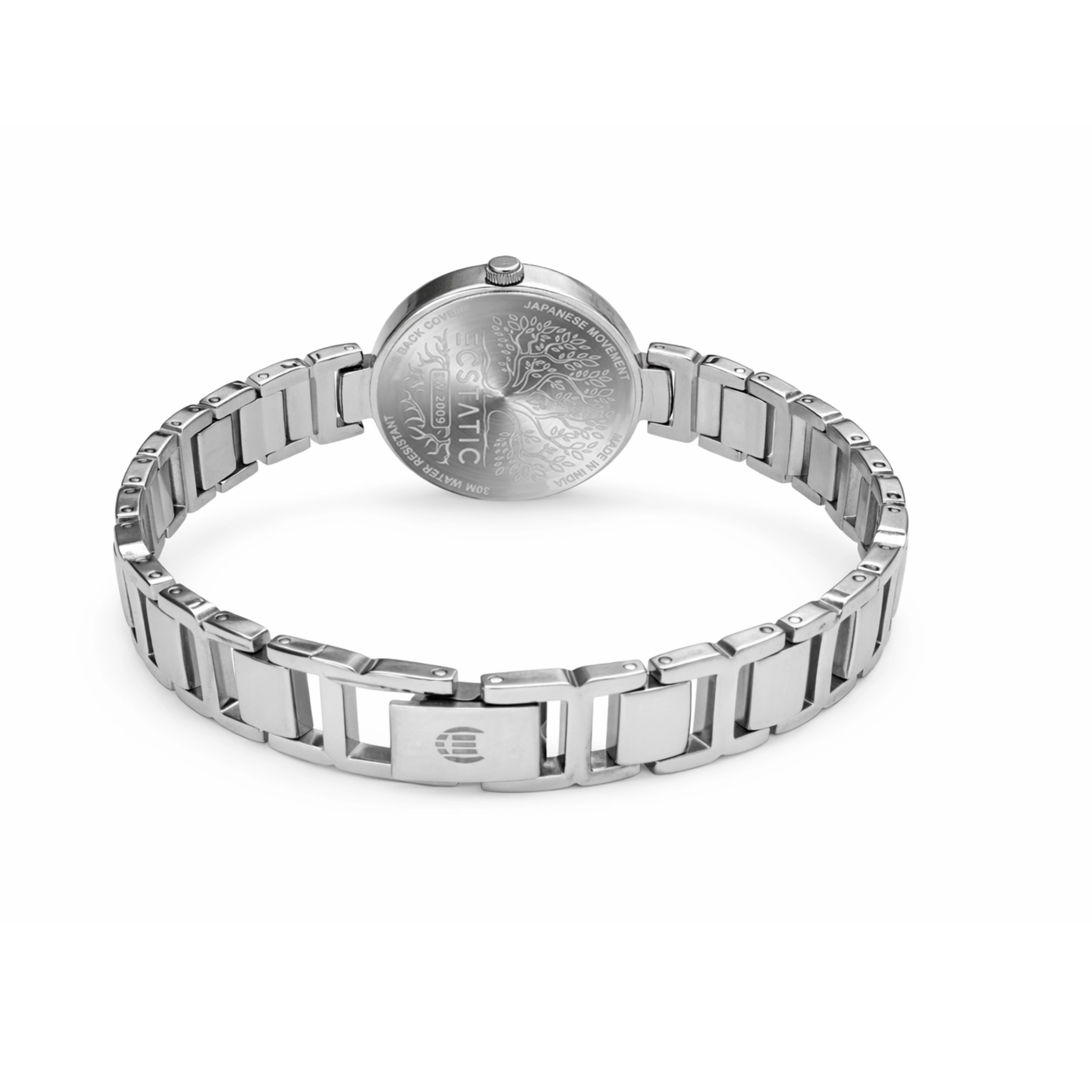 ECSTATIC - Steel look, Metal case, metal band, Green dial, Women's watch