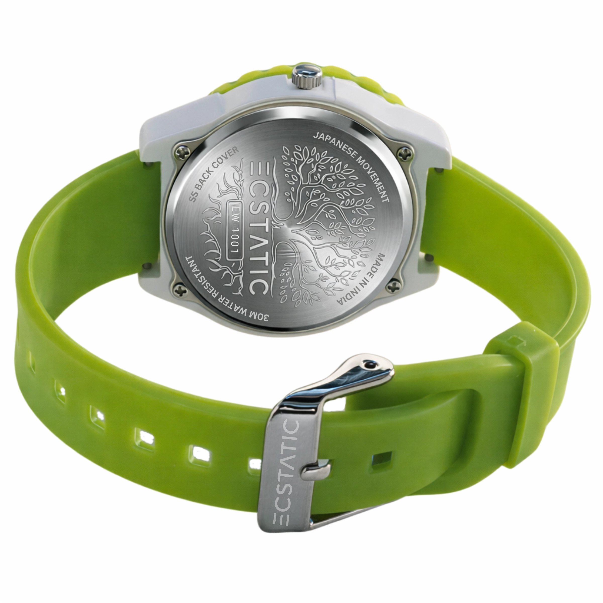 ECSTATIC – Flower Design, Fibre Case, Fibre Strap, White Dial, Kids Watch