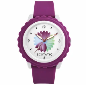 ECSTATIC – Flower Design, Fibre Case, Fibre Strap, White Dial, Kids Watch