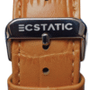 ECSTATIC - Gold plated, Metal case, Genuine Tan leather with croco pattern, White dial, Day and date, Men's watch