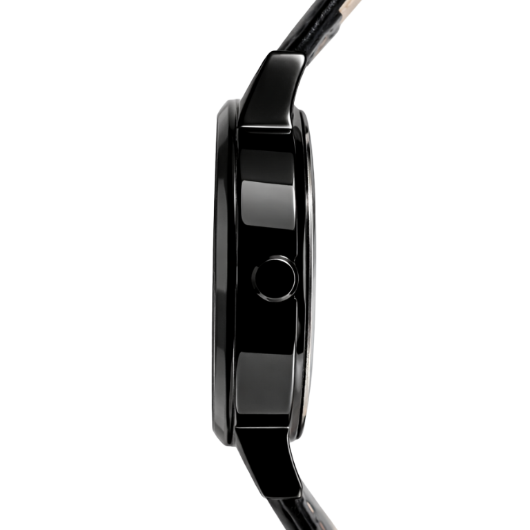 ECSTATIC - Black plated, Metal case, Genuine Black leather, Black dial, Men's watch