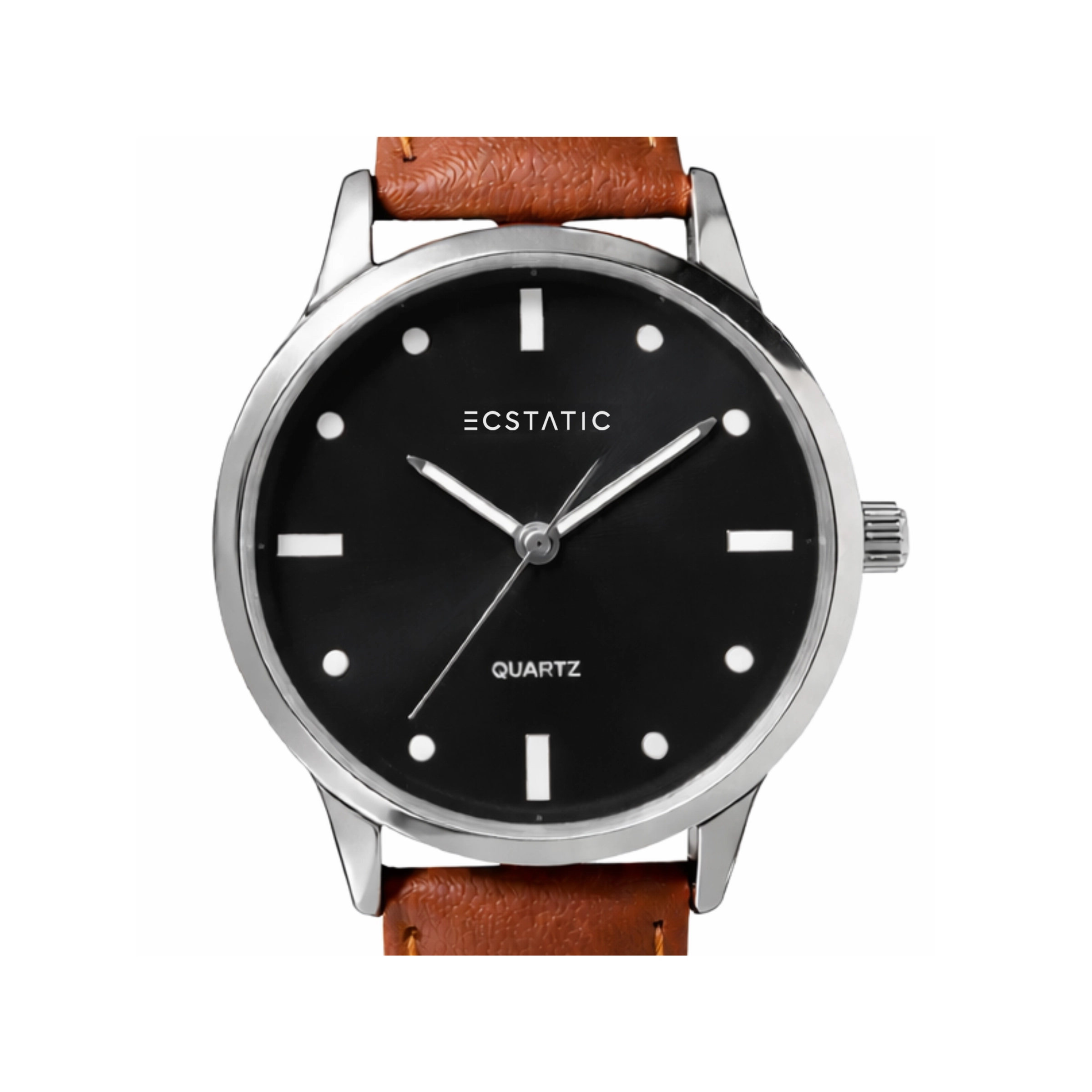 ECSTATIC - Gun plated, Metal case, Genuine Tan leather, Grey dial, Men's watch