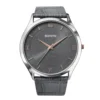 ECSTATIC - Steel look, Metal case, Genuine grey croco pattern strap, Grey dial, Men's watch