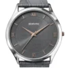ECSTATIC - Steel look, Metal case, Genuine grey croco pattern strap, Grey dial, Men's watch