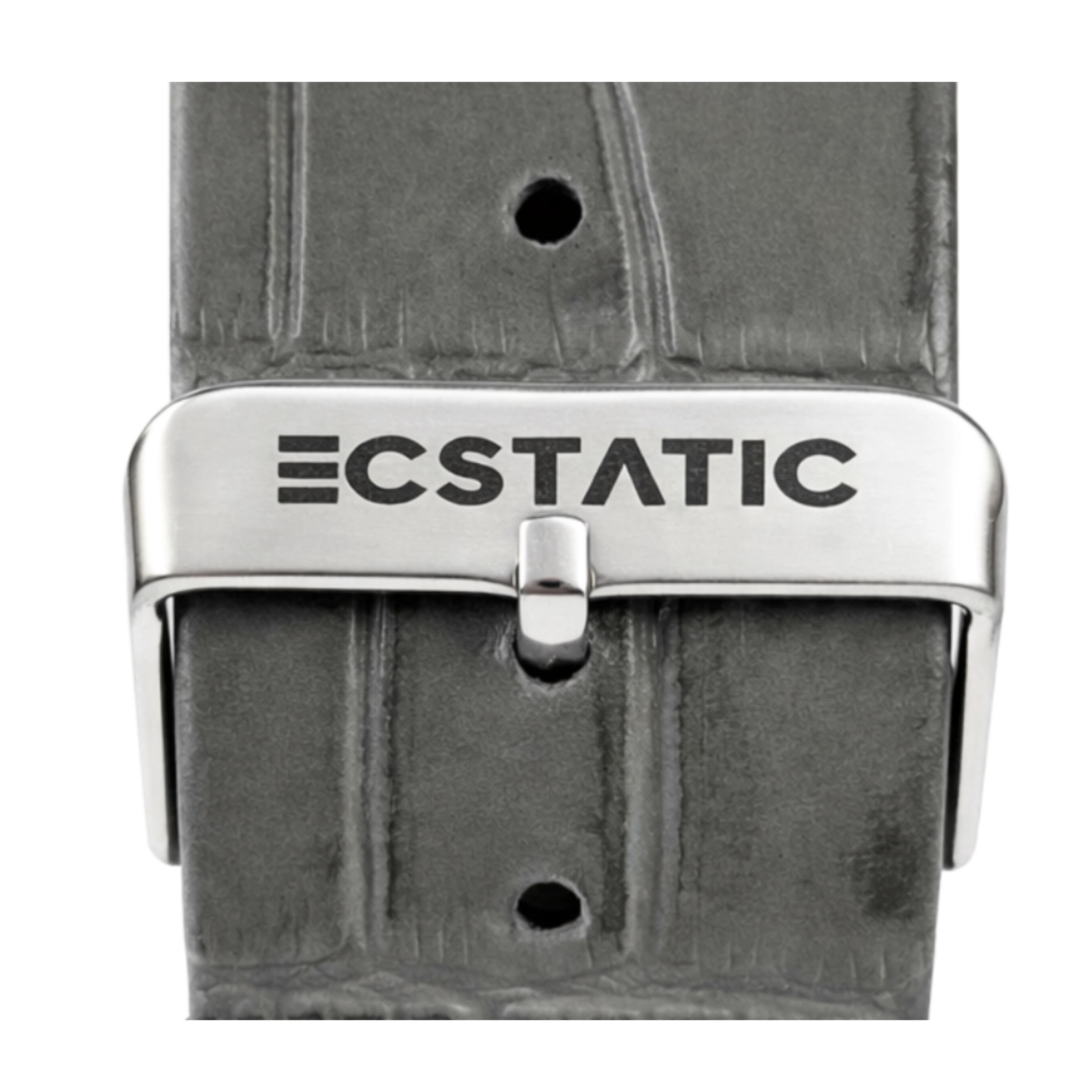 ECSTATIC - Steel look, Metal case, Genuine grey croco pattern strap, Grey dial, Men's watch