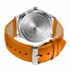 ECSTATIC - Steel look, Metal case, Genuine tan colour leather strap, Silver white dial, Day & date, Men's watch