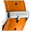 ECSTATIC - Steel look, Metal case, Genuine tan colour leather strap, Silver white dial, Day & date, Men's watch