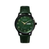 ECSTATIC - Steel look, Metal case, Genuine Green colour leather strap, Green dial, Day & date, Men's watch