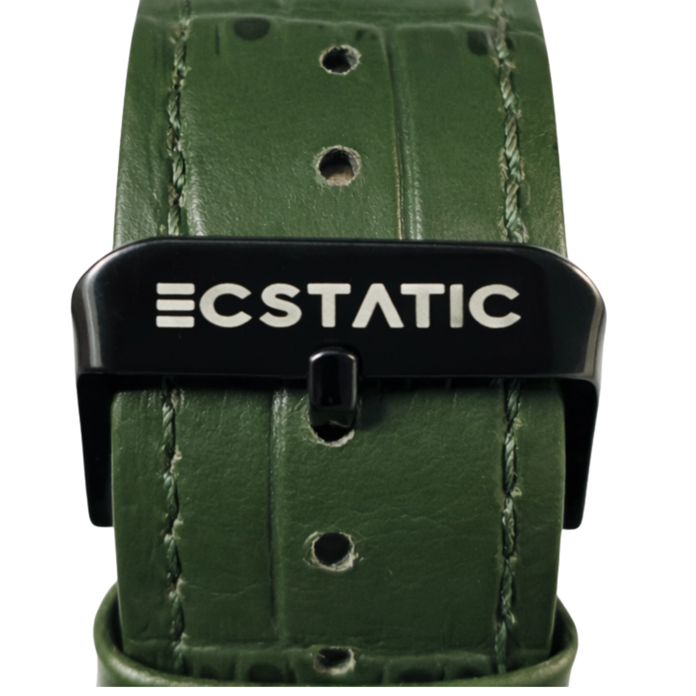 ECSTATIC - Steel look, Metal case, Genuine Green colour leather strap, Green dial, Day & date, Men's watch