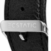 ECSTATIC - Gun plated, Metal case, Genuine black leather strap, Grey dial, Day & date, Men's watch