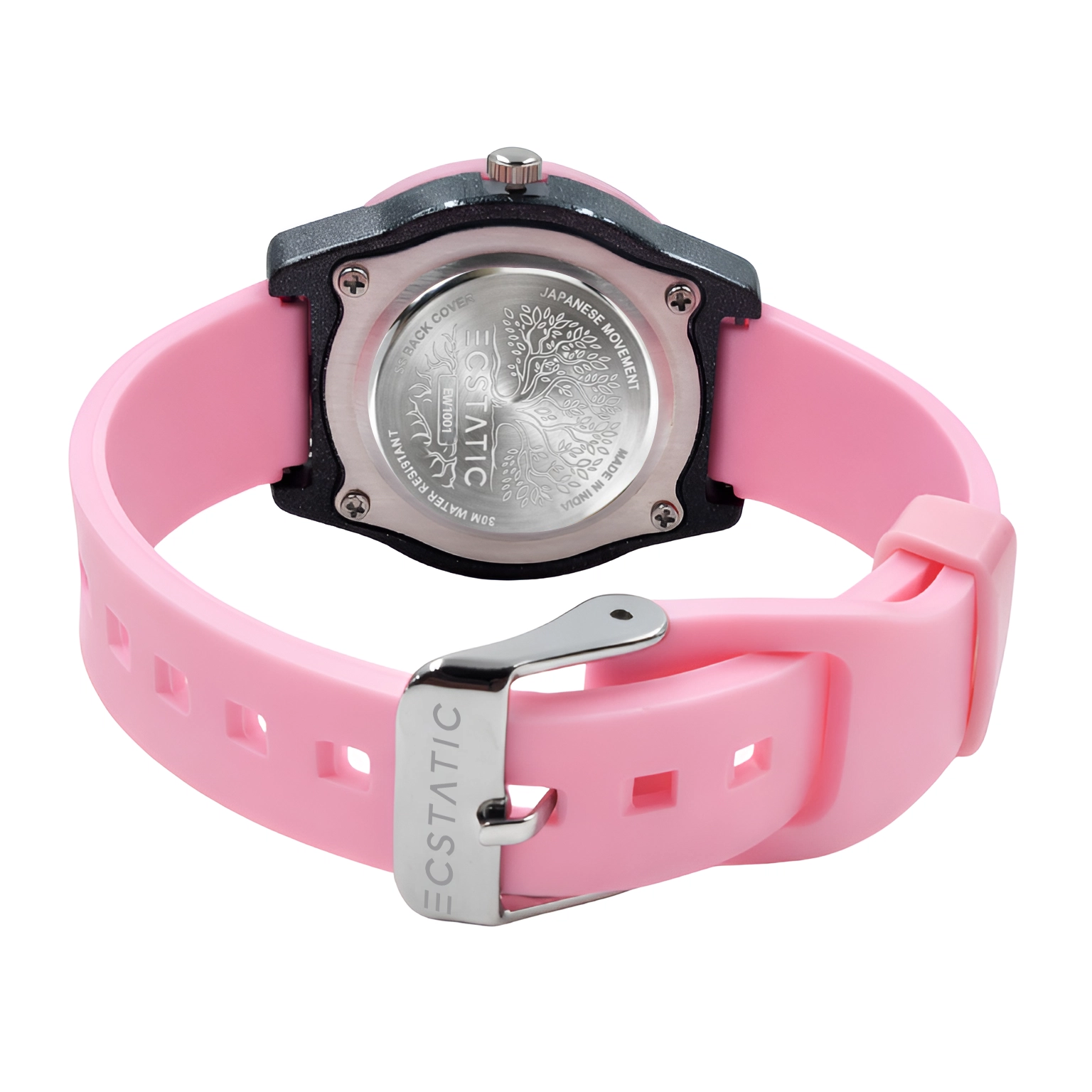 ECSTATIC-Bar Design, Fibre Case, Fibre Strap, Black Dial, Kids Watch