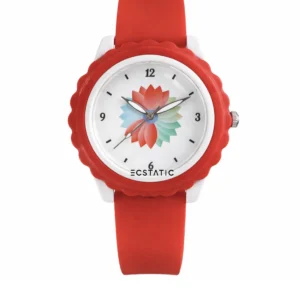 ECSTATIC – Flower Design, Fibre Case, Fibre Strap, White Dial, Kids Watch