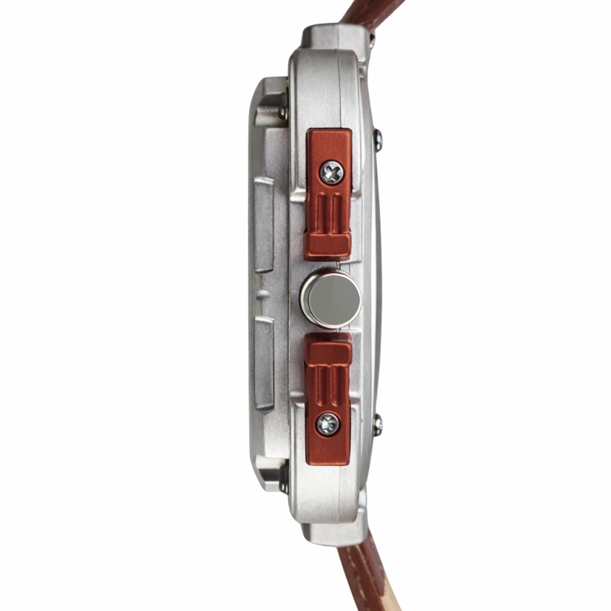 ECSTATIC – Quartz Analog Square Fibre Silver Case, Leather Strap, Men's Watch